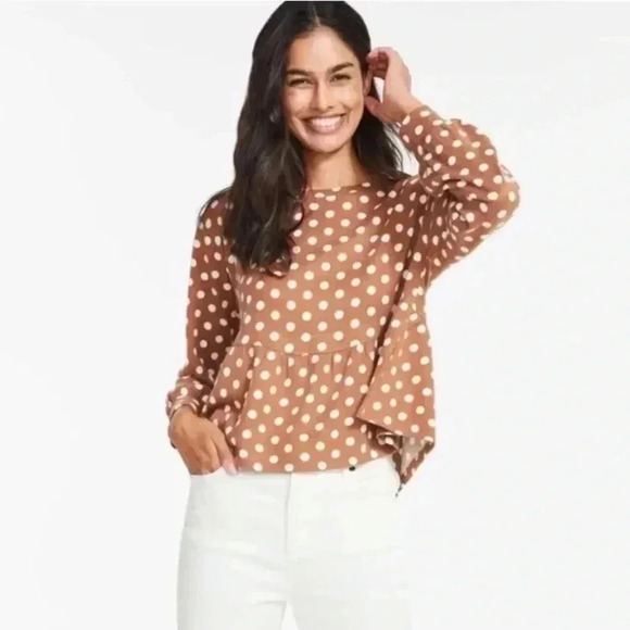 Joe Fresh x Jillian Harris Mindy Polka Dot Peplum Top - Picture 2 of 6